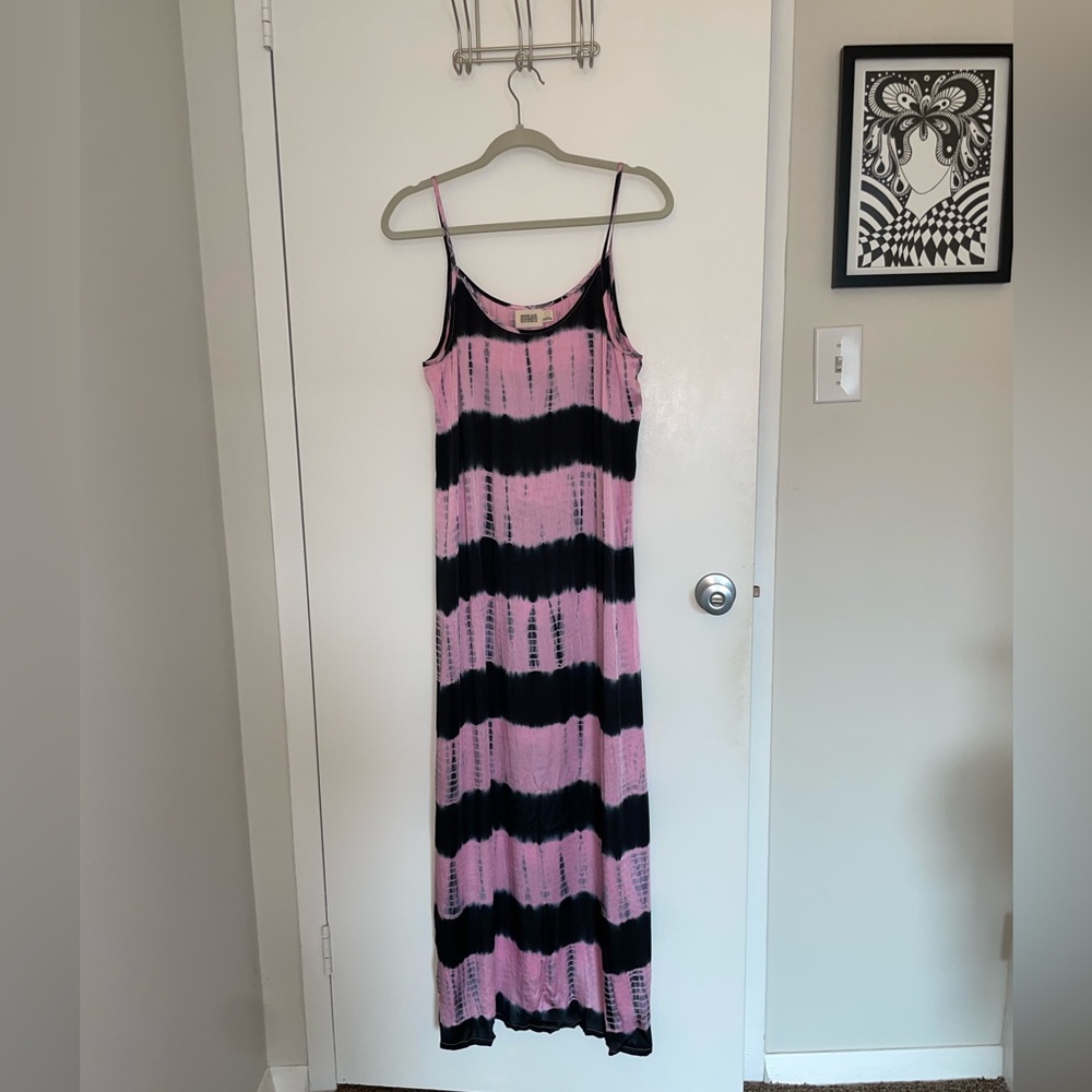 Nor Black Nor White hand dyed satin slip dress, size Large